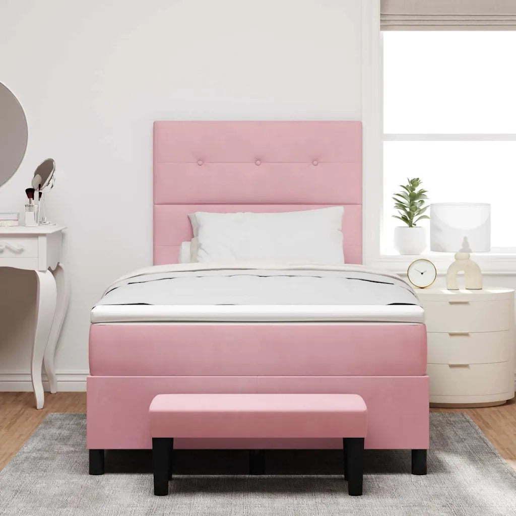 Letto a molle con testiera Rosa 200 x 120 cm Velluto 3344509