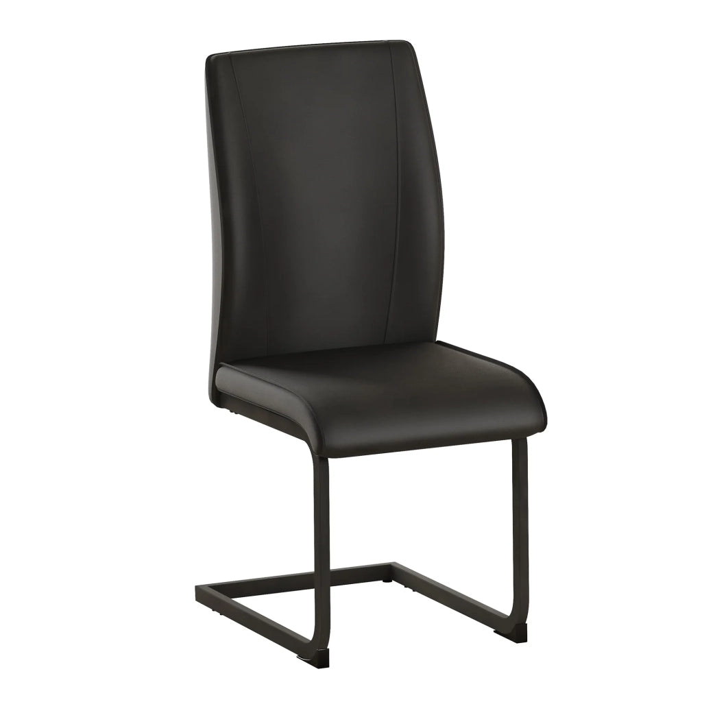 Set 2 Sedie da Pranzo in PU Nero, Gambe in Metallo Nero, Design Ergonomico