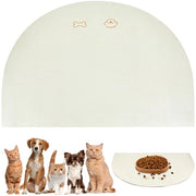Mat da Ciotola per Cani e Gatti, 40 x 50 cm, Mat di Ciotola Idrorepellente, Mat Antiscivolo, Pelle Finta (Beige)