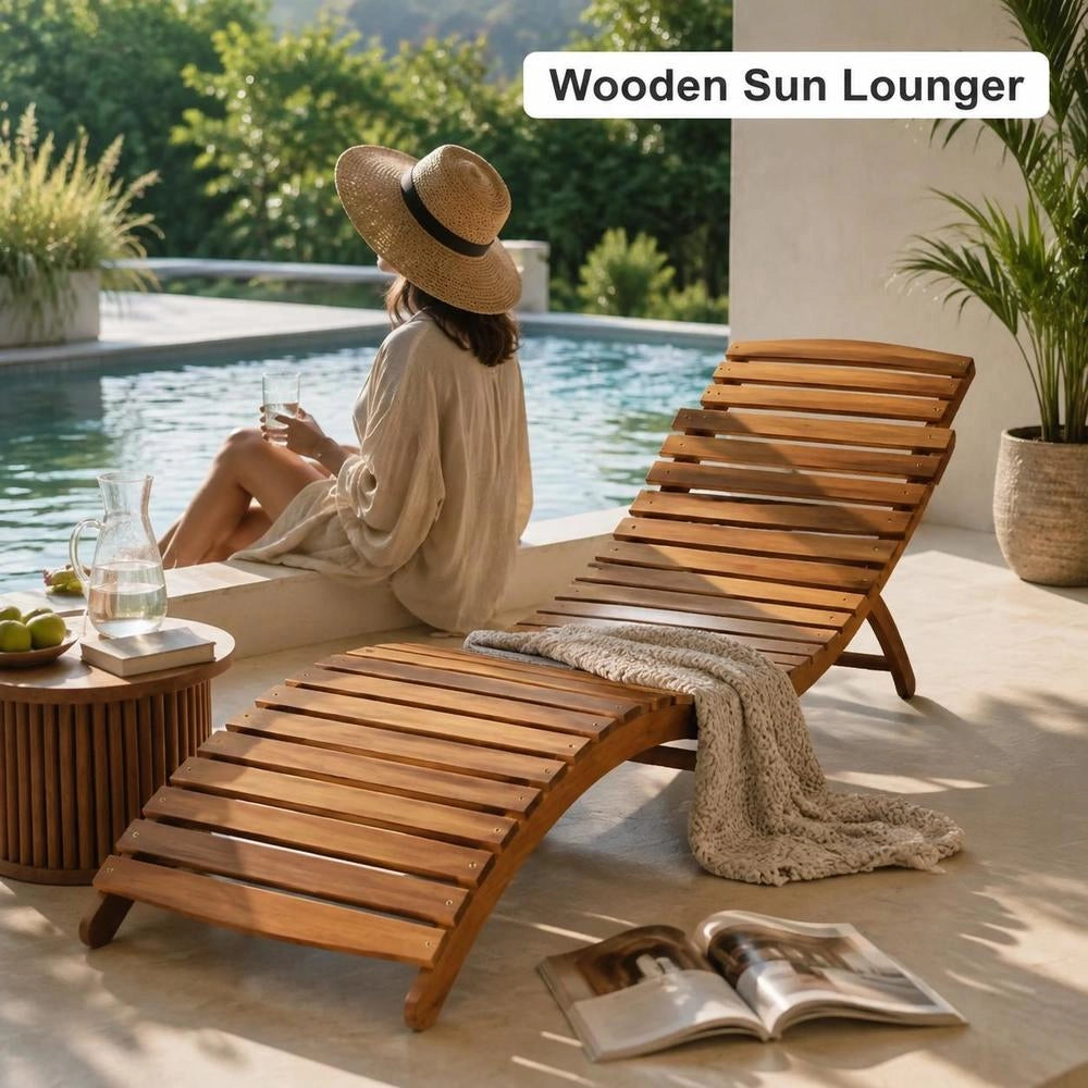 Sun Lounger Solid Acacia Wood Brown