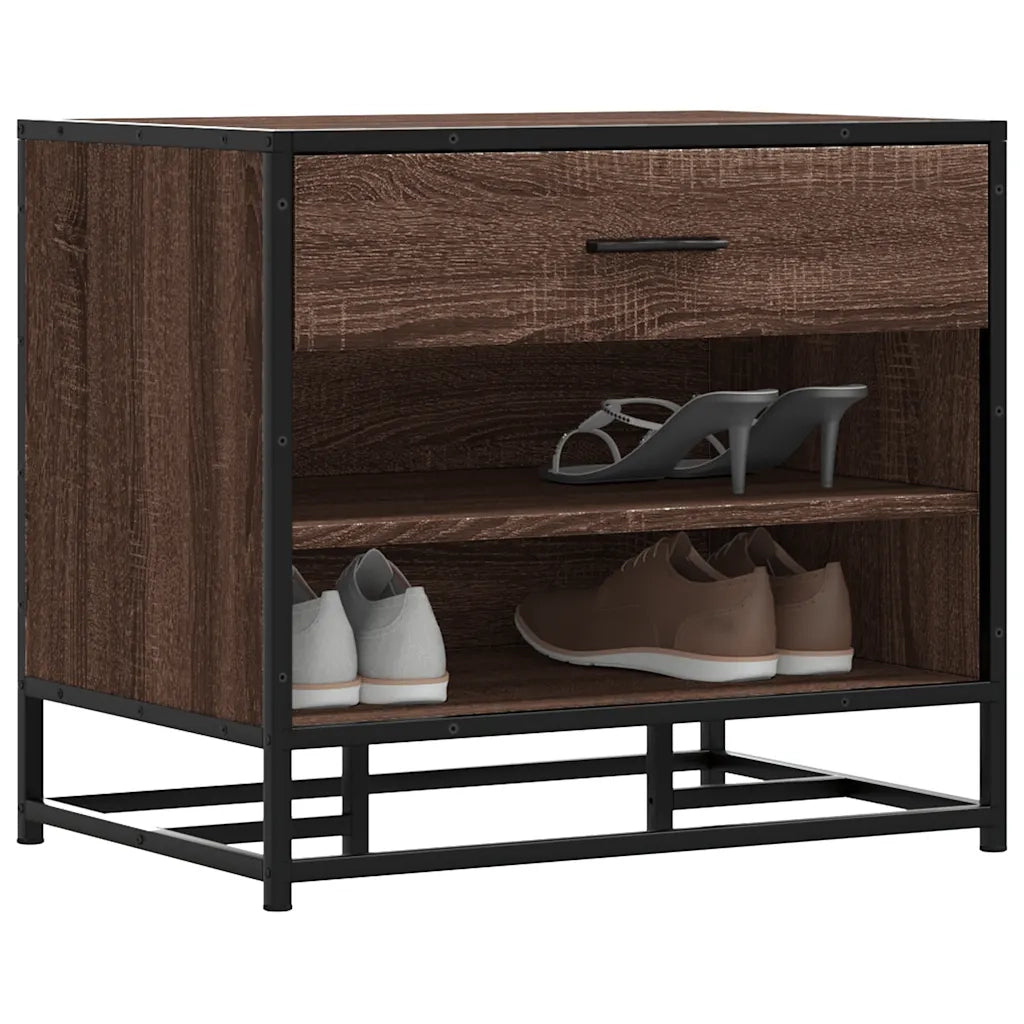 Panca Portaoggetti-Sgabello-Panca con Contenitore Rovere Marrone Legno Multistrato e Metallo 337178