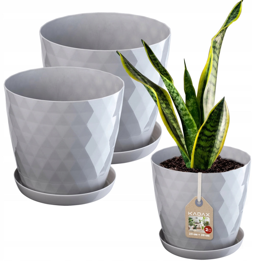 Vaso da fiori KADAX, coprivaso, 25+30 cm, supporto per fiori, plastica grigia, 2 pezzi.