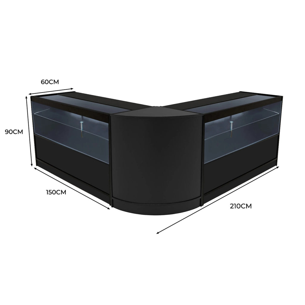 Set Banconi Nero Selene LED C1500 CM60 con Serratura e Vetrina Espositiva
