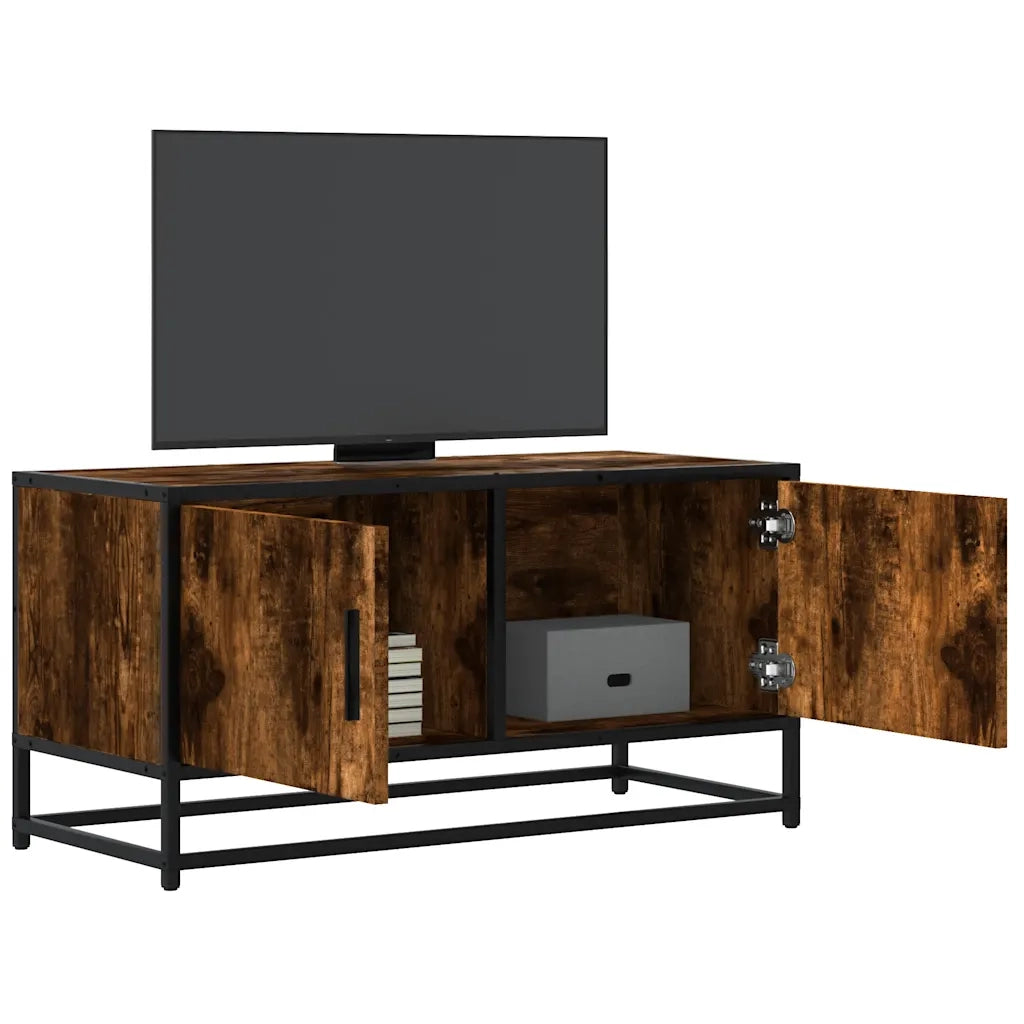 vidaXL Mobile TV Rovere Fumo 80x34,5x40 cm Legno Multistrato e Metallo