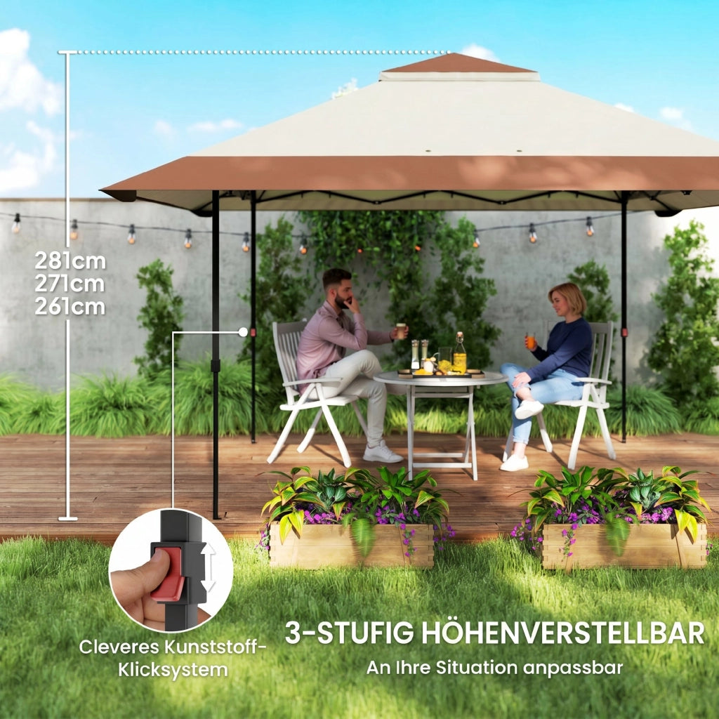 Gazebo da giardino 4x4 m con pareti a rete UPF50+ ¨C zephmum ¨C Beige