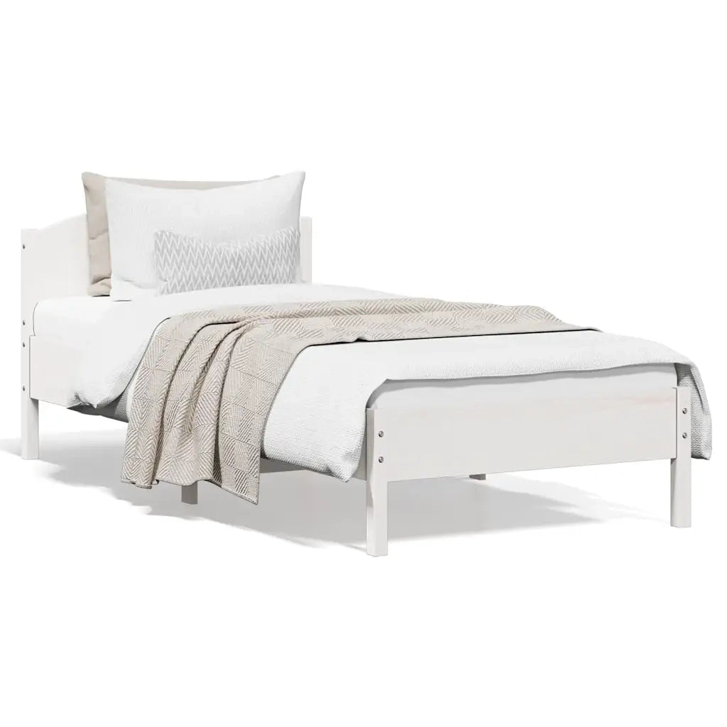 Giroletto con Testiera Bianco 100x200 cm Legno Massello di Pinocod mxl 89962