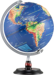 COSTWAY Mappamondo con Luce, Globo Terrestre Illuminato da 30 cm, Supporto in Legno, Decorazione Educativa in l’Inglese, per Casa, Ufficio e Scuola
