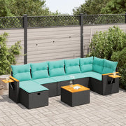 Set Divani da Giardino con Cuscini 8 pz Nero in Polyrattan