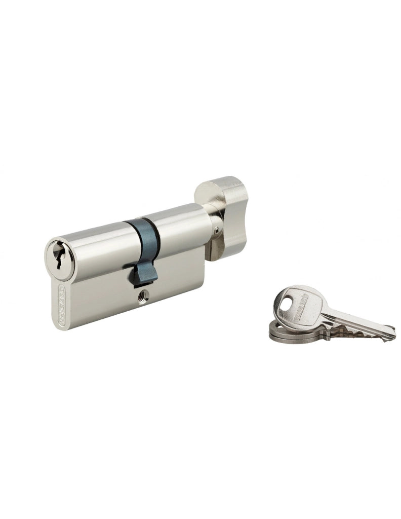Cilindro europeo per serratura a pomolo SA  35Bx30mm, anti estrazione, nichel, 3 chiavi - THIRARD