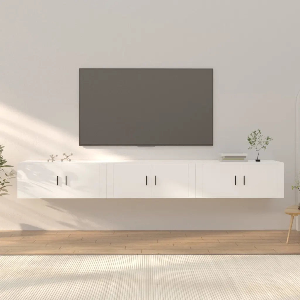 Mobili Porta TV a Parete 3 pz Bianco 100x34,5x40 cm 3188374