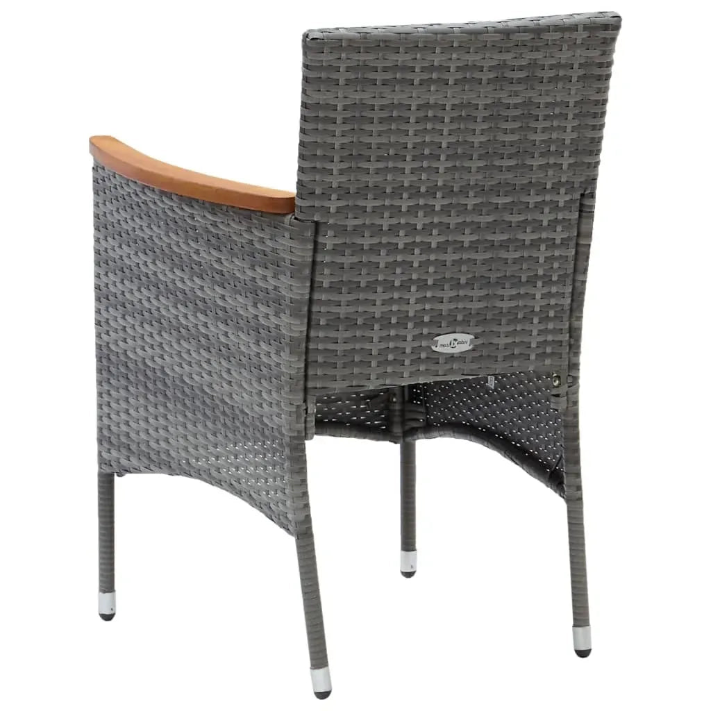Set da Pranzo per Giardino 7 pz con Cuscini Polyrattan Grigio 3095006