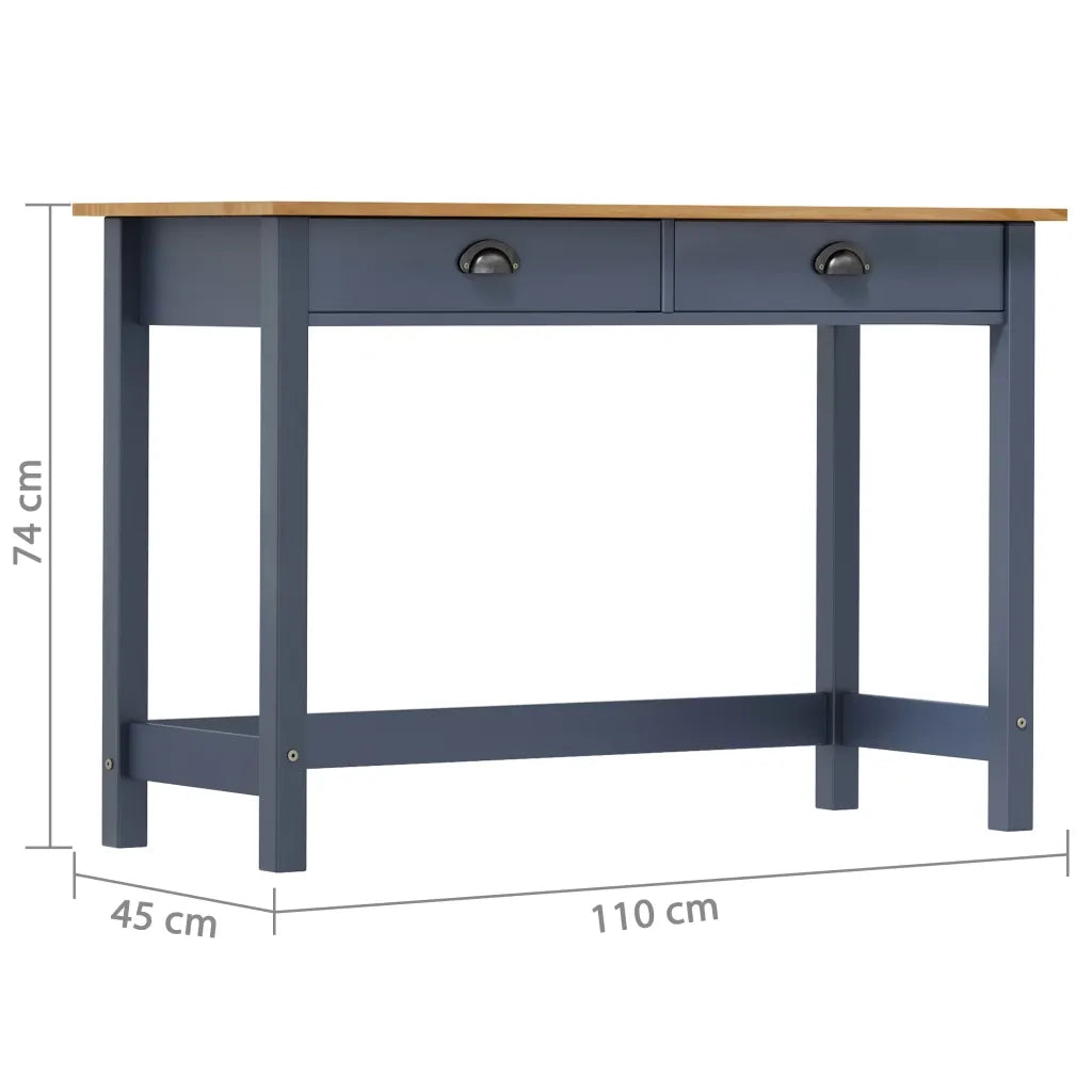 Consolle | Tavolo d'Ingresso Hill con 2 Cassetti Grigia 110x45x74 cm Legno Pino