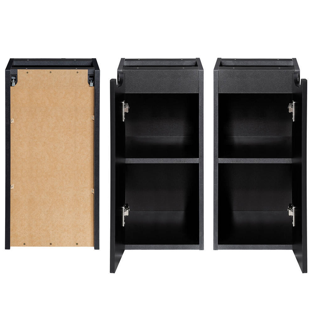 Armadietto Pensile NEWPORT con Anta e Ripiano 30x60x40 cm - Nero [en.casa]