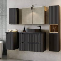 Armadietto Pensile NEWPORT con Anta e Ripiano 30x60x40 cm - Nero [en.casa]