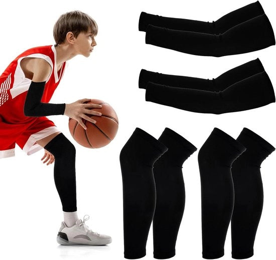 Set di Protezione Braccio e Gamba per Giovani Atleti | Protezione Anti-UV | Compressori Braccio e Gamba | Sport Unisex per Volley, Calcio e Pallacanestro