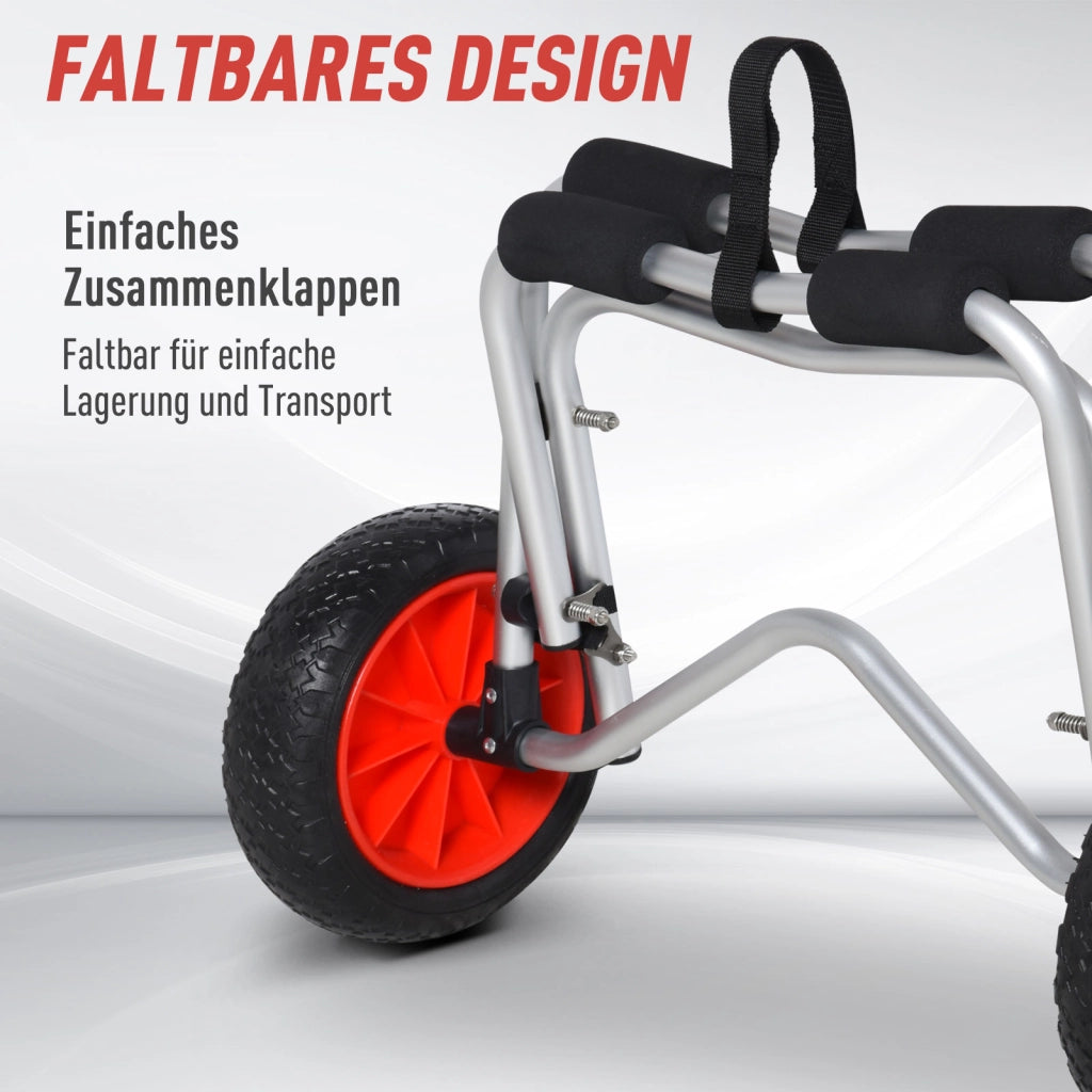 Carrello Pieghevole per Canoa Kayak Surf ¨C Xylo ¨C Alluminio Argento 75kg 68x44,5x40cm