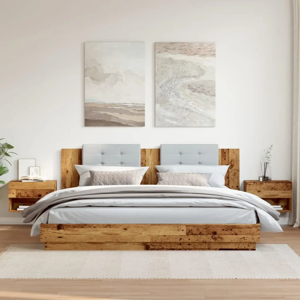 vidaXL Comodini da Parete 2pz Legno Antico