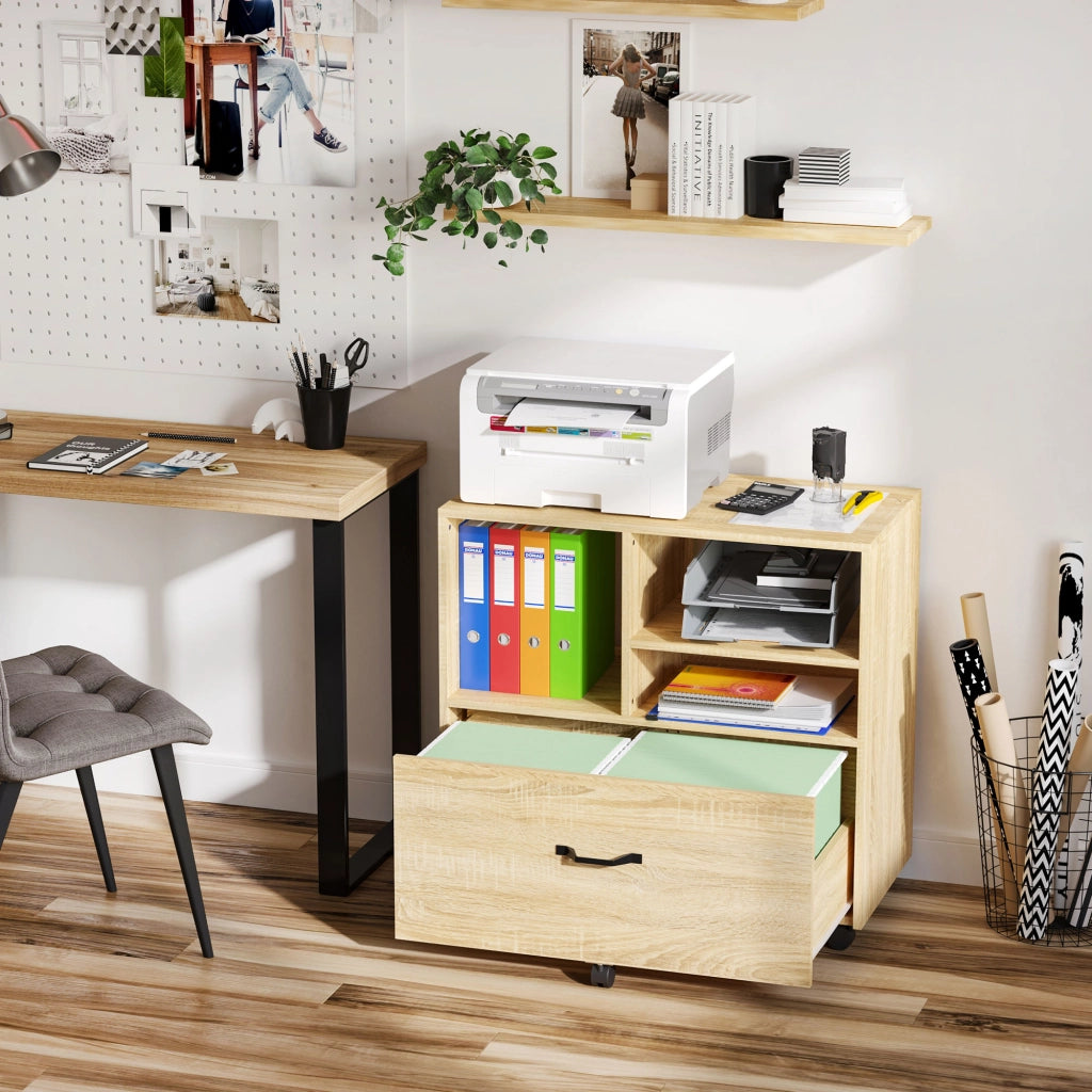 Scrivania con Cassettiera e Ruote ¨C zephmum ¨C Legno, 77x40x73 cm