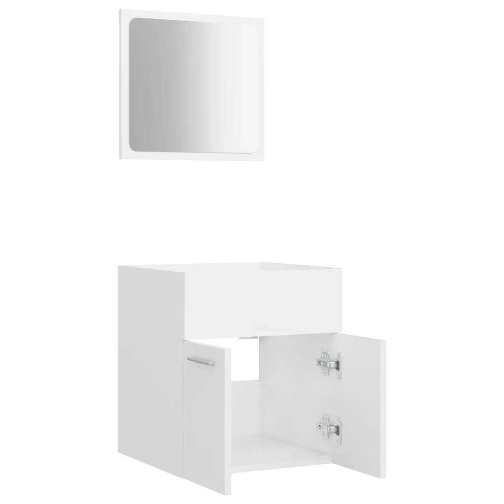 Set Mobili da Bagno 2 pz Bianco in Legno Multistrato cod mxl 55475