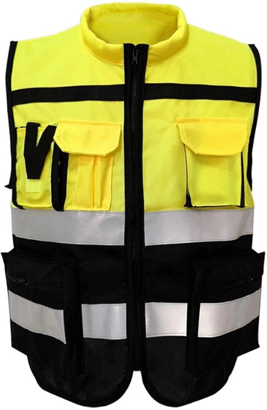 Vestone di Sicurezza con Alta Visibilità - Vestone Riflettente - Vestone di Sicurezza con Cerniera - Tasca a Tre Dimensioni - Collo morbido - Progettazione Comoda - Abbigliamento di Sicurezza