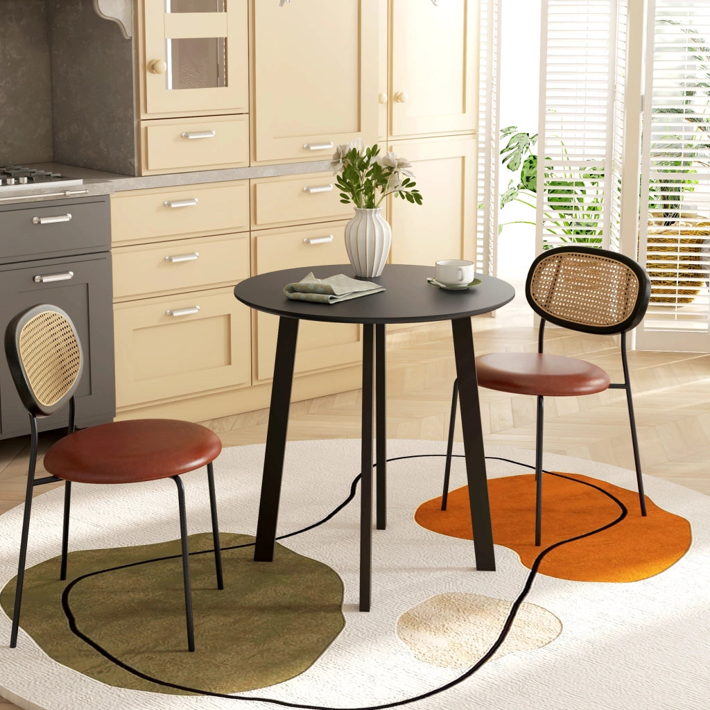 Tavolo da pranzo per 2 persone, bianco, metallo ¨C Zephmum ¨C ?72x75 cm