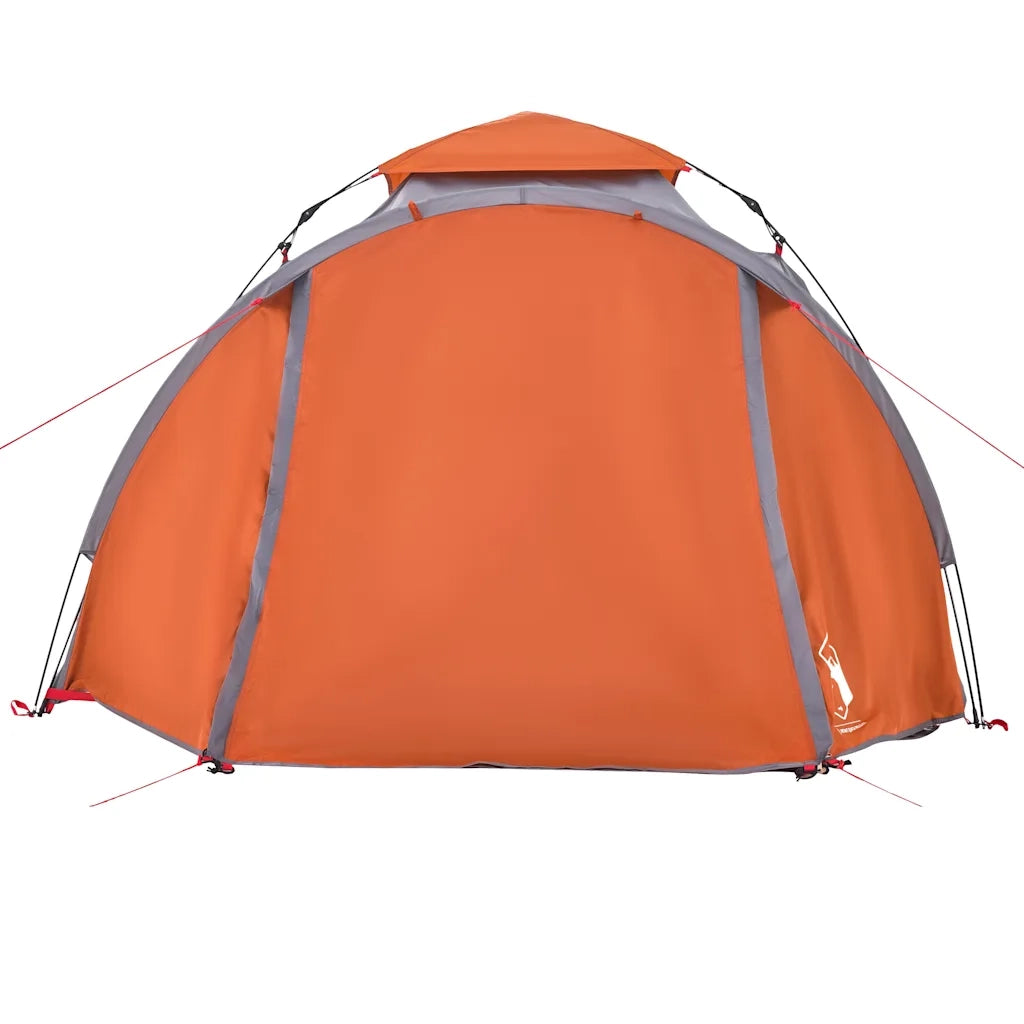 Tenda a Cupola 3 Persone-Tenda da campeggio Grigio e Arancione a Rilascio Rapido 742205