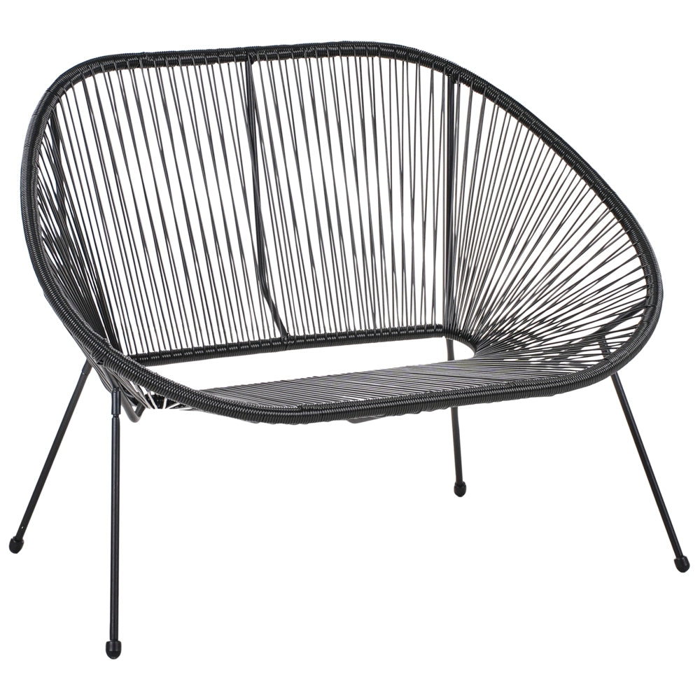 Panca giardino acciaio Rattan nero 114 cm rotonda Soggiorno moderno spaghetti da esterno
