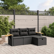 Set Divani da Giardino 4 pz con Cuscini Nero in Polyrattan 3265486