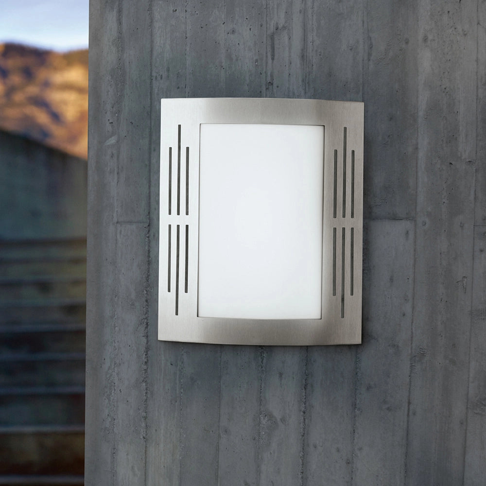 Applique Esterno Contemporanea City Acciaio Argento 1 Luce E27