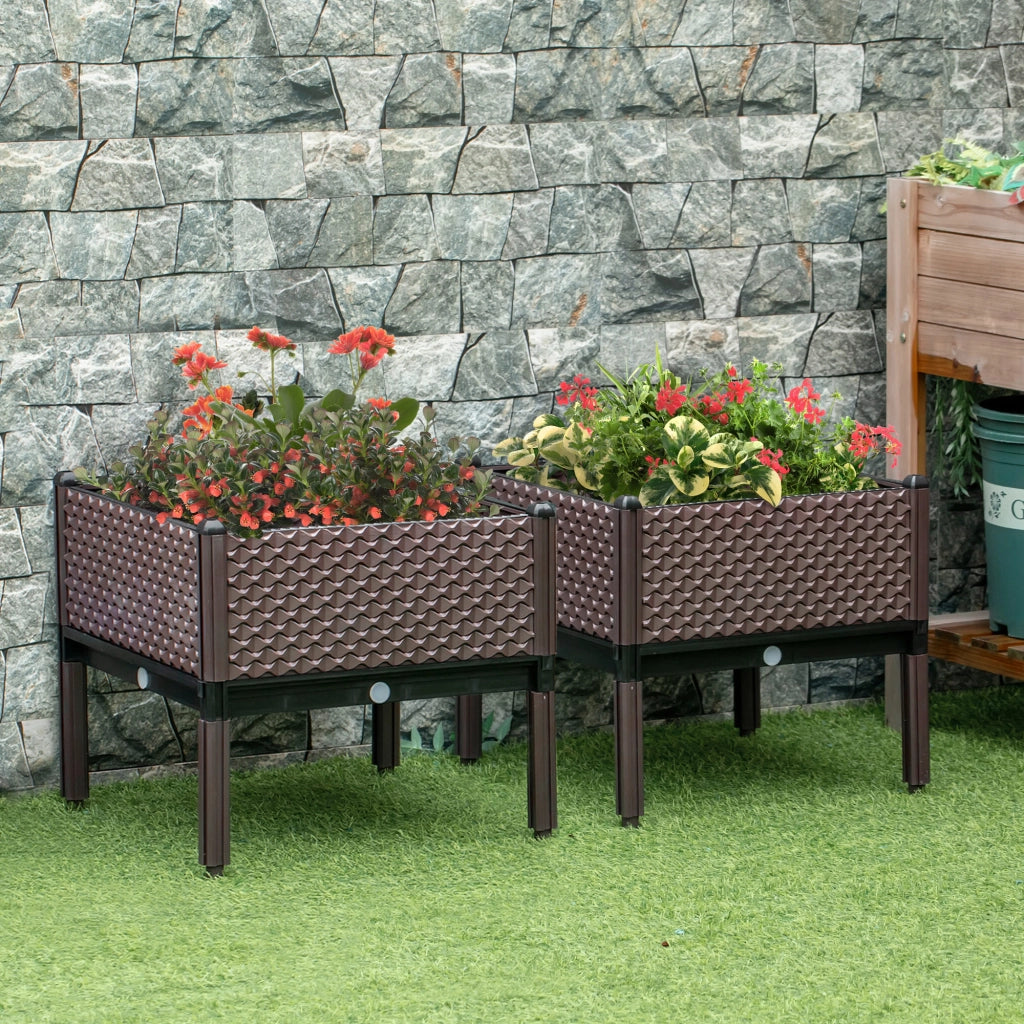Giardiniere Quadrate Elevate 2 Pezzi ¨C zephmum ¨C 50x50x46,5 cm Marrone