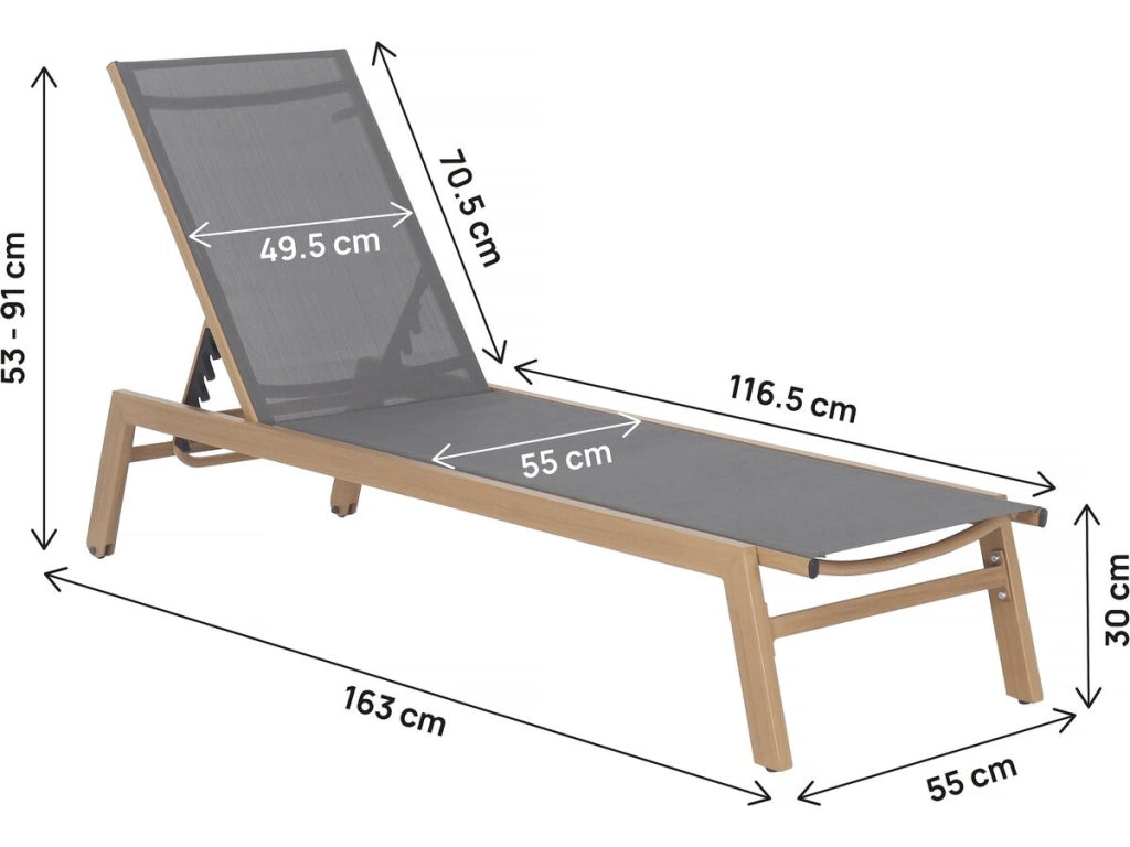 Set di 2 lettini "Elysia" in alluminio finto legno - Grigio