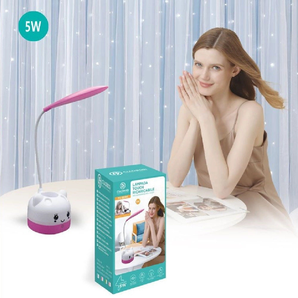 Trade Shop - Lampada Da Tavolo Led Per Bambini Touch Ricaricabile Usb 5 W Flessibile Tx-9084 -
