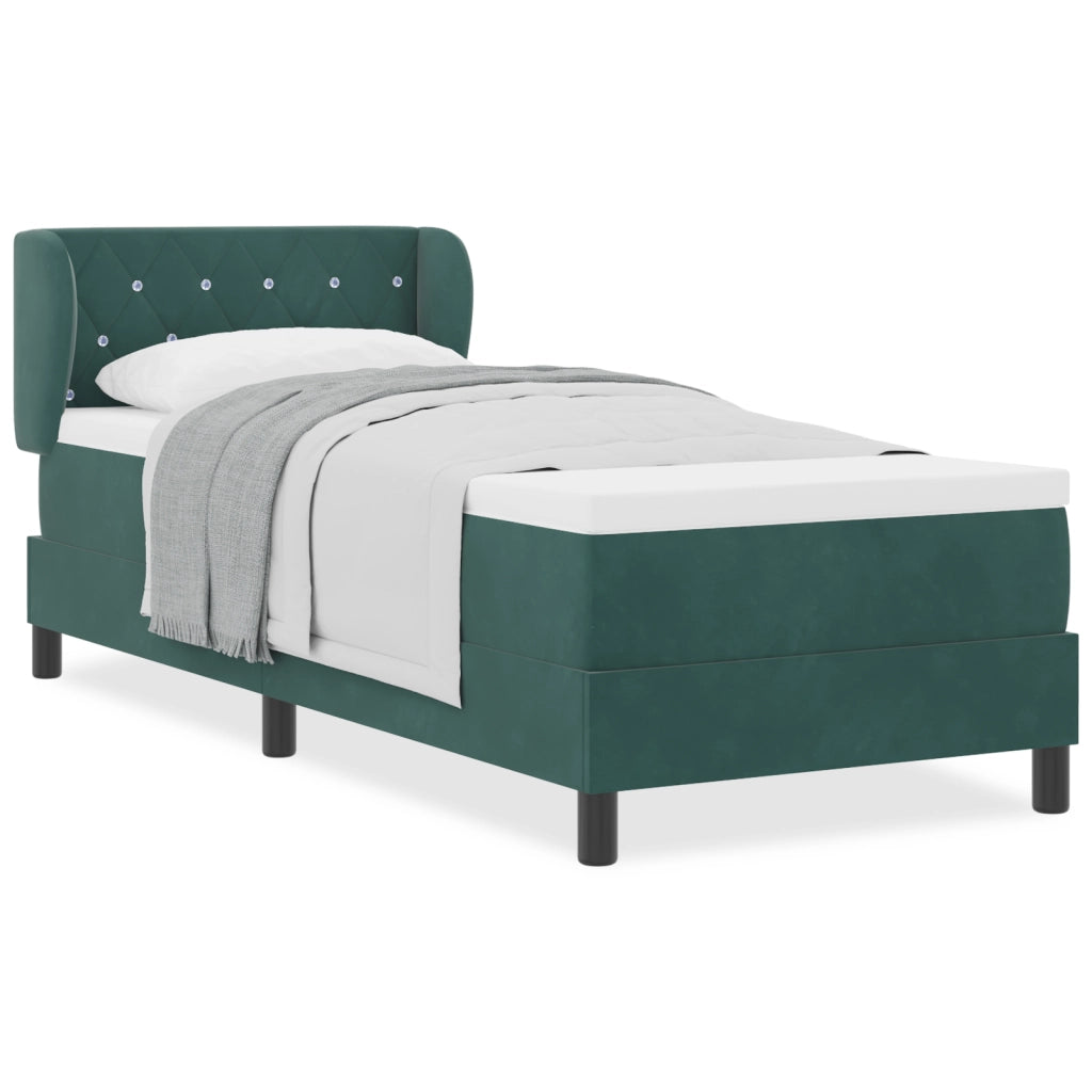 Letto Box Spring  con Materasso Verde Scuro 80x200 cm in Velluto