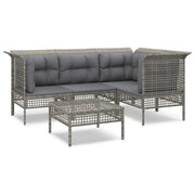 Set Divani da Giardino 5 pz | Set Salotto da Giardino con Cuscini in Polyrattan Grigio