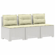 Divano da giardino 3 posti con cuscini in look rattan PP Bianco 8011984