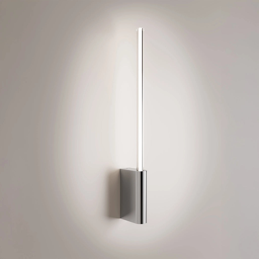 Brilliant Lampada da Parete LED 1 Luce in Cromo Lucido, Design Minimalista, Diffusore Cilindrico in Policarbonato, Altezza 50,7 cm, IP20