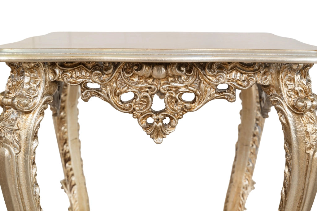 Biscottini TAVOLO PANCHETTO IN FINITURA FOGLIA ARGENTO ANTICATO MADE IN ITALY dimensioni