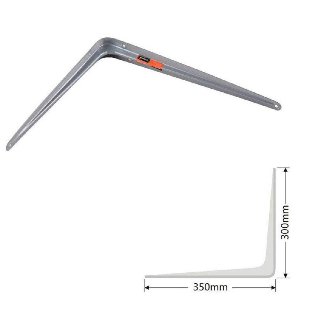 Trade Shop - Staffe Angolari 2pz Supporto Staffa Angolare Reggimensole 300x350mm Bianco Grigio -