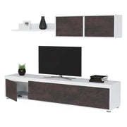 Mobile Soggiorno Amir, Parete Attrezzata Modulabile, 200x41x43h cm Bianco