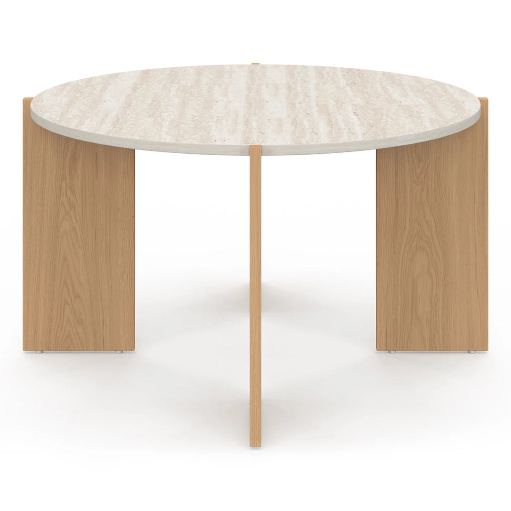IDMarket - Tavolino rotondo ARMONIA 73 cm effetto travertino