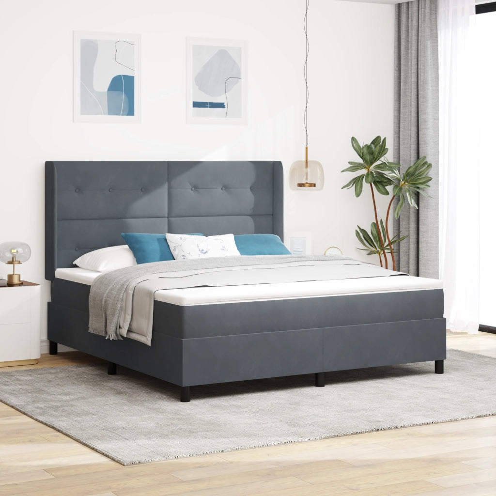 Letto a Molle con Materasso & LED Grigio Scuro 180x200 cm Velluto