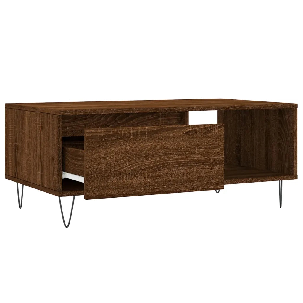Tavolino da Salotto-Tavolino da soggiorno-Tavolo Rovere Marrone 90x50x36,5 cm in Multistrato 682919