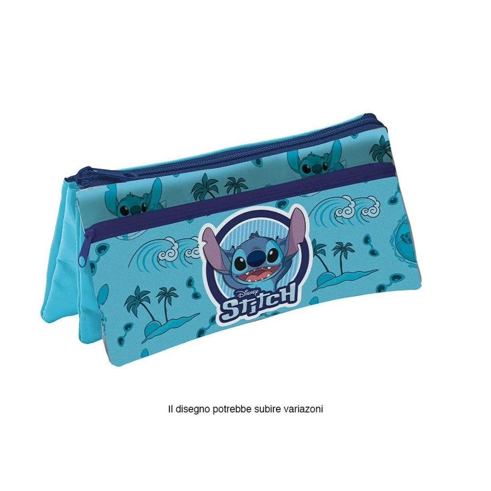 Trade Shop - Astuccio Taschetta 3in1 Grafica Stitch 3 Scomparti Bustina Portacolori Scuola 959287 -