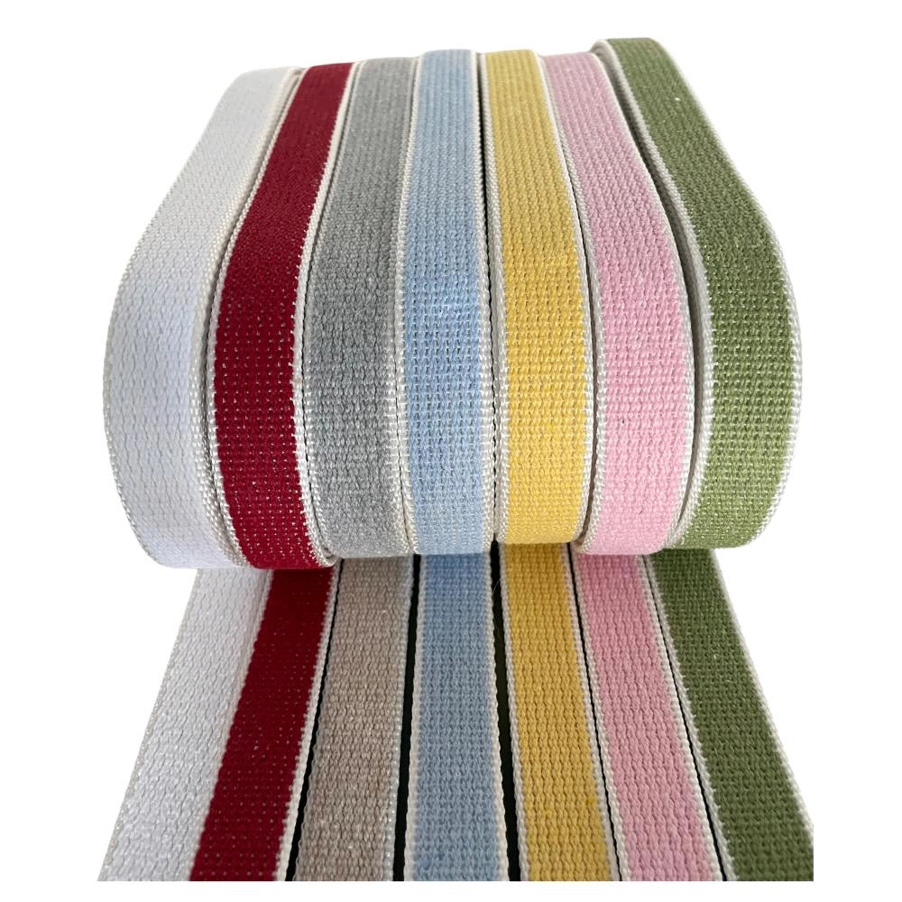 Cintino in cotone 22 mm per Tapparella Bianco con Riga Marrone da 7,5 metri per portafinestra