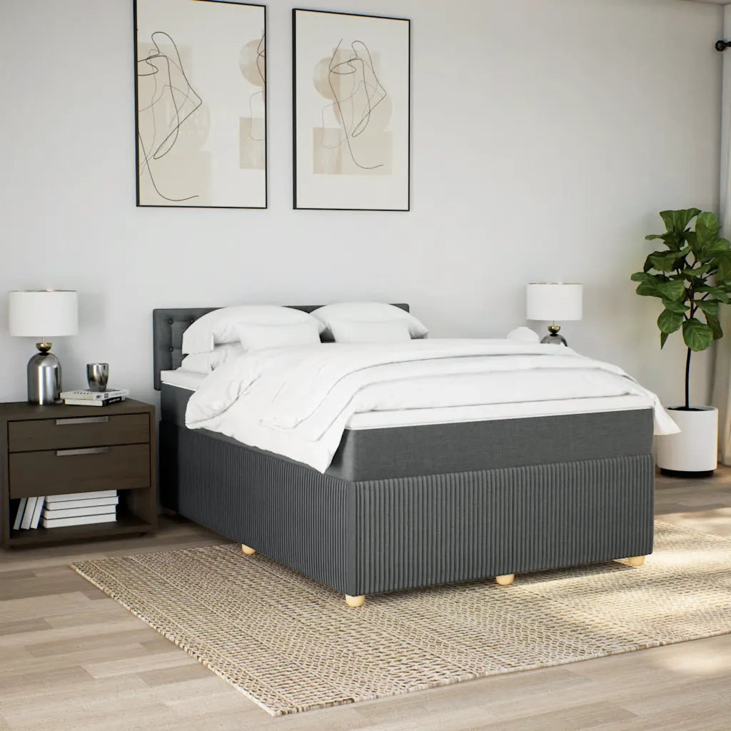 Giroletto a Molle con Materasso Grigio Scuro 140x200cm Tessuto 3289794