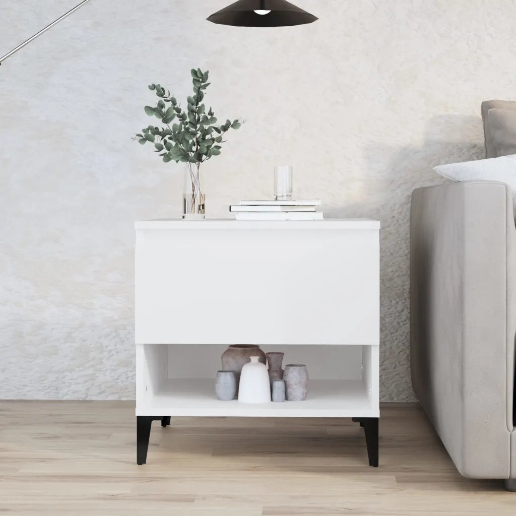 Tavolino-Tavolino da soggiorno-Tavolo Bianco 50x46x50 cm in Legno Multistrato
