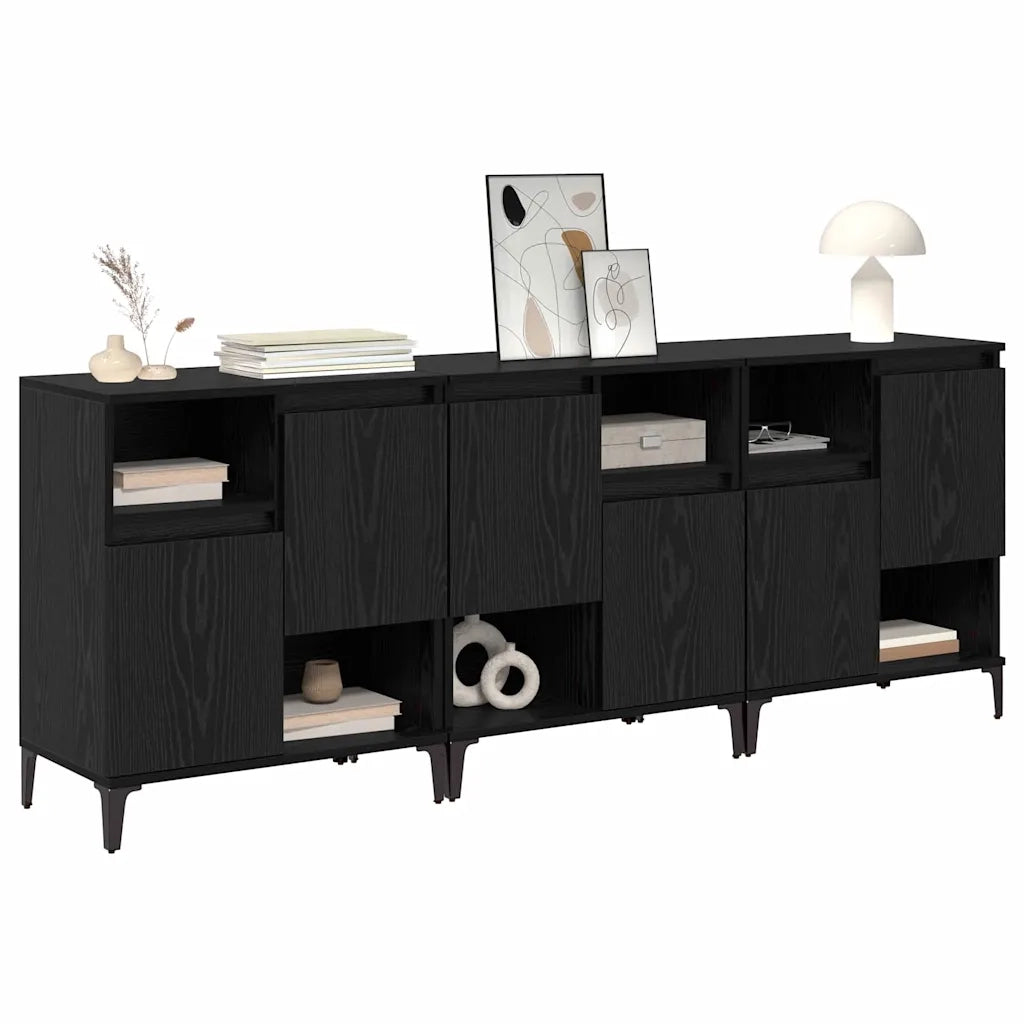 Credenza | Sideboards 3 pcs Rovere Nero 60 x 35 x 70 cm Legno multistrato