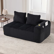 SOFA 2 posti 158x93x61 cm in corduroy nero