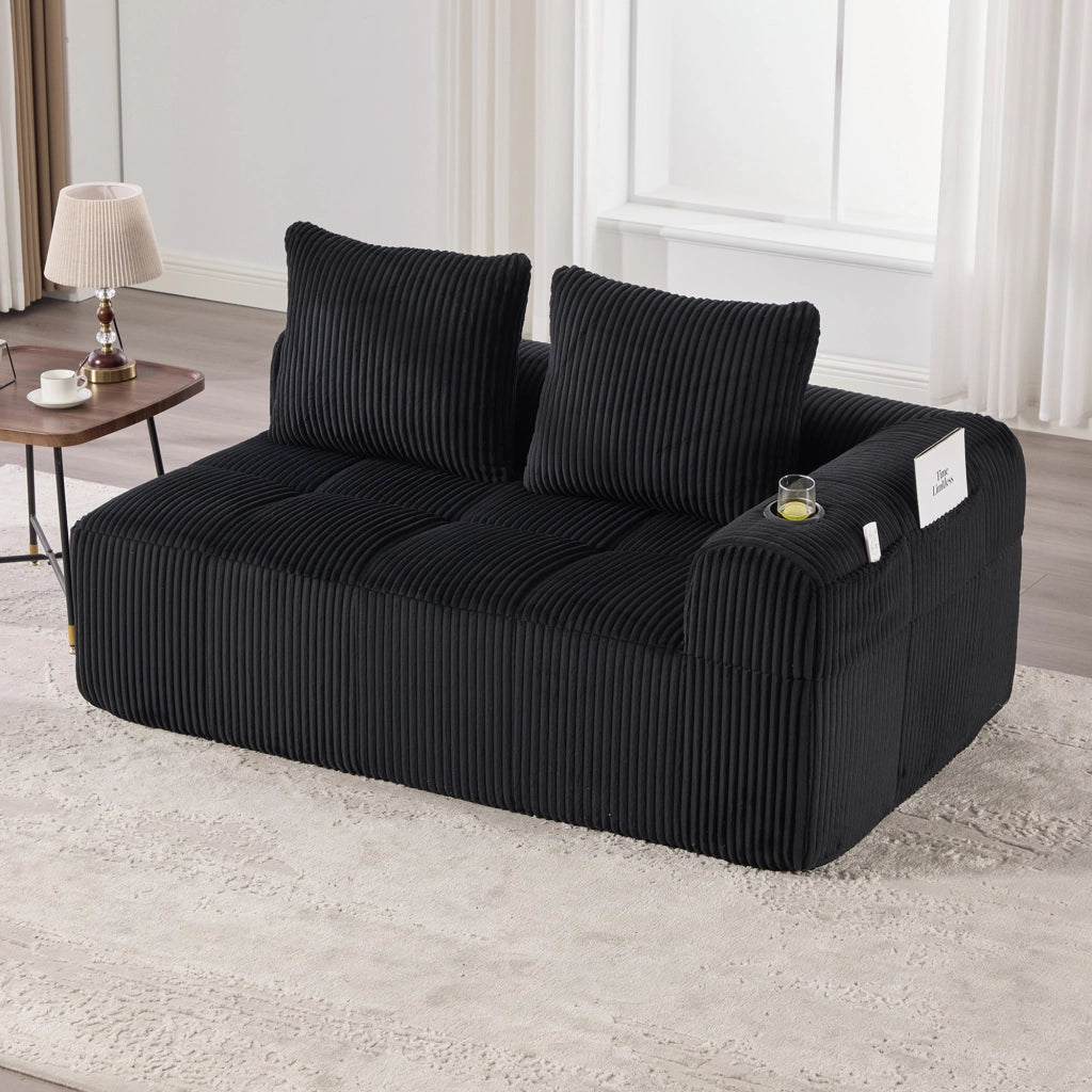 SOFA 2 posti 158x93x61 cm in corduroy nero
