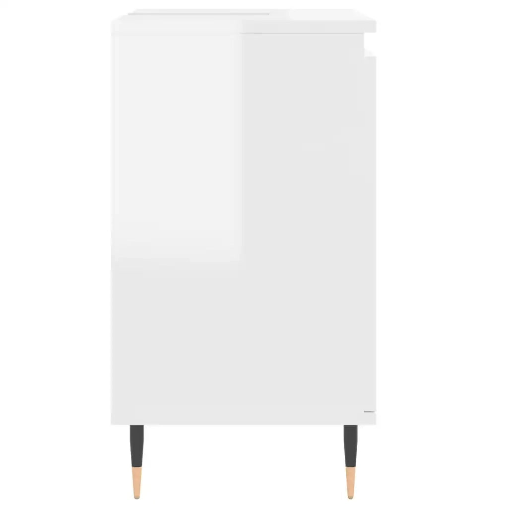 Armadietto Bagno Bianco Lucido 58x33x60cm in Legno Multistrato 831574